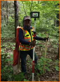 Surveyor with tools in the forest - Negaunee Ishpeming Iron Mountain Kingsford Norway Spread Eagle Auora